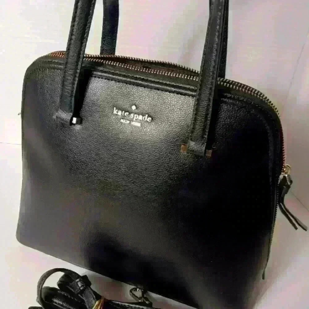 Kate Spade Medium Dome Satchel Black Leather Hand Or Shoulder Bag With Strap